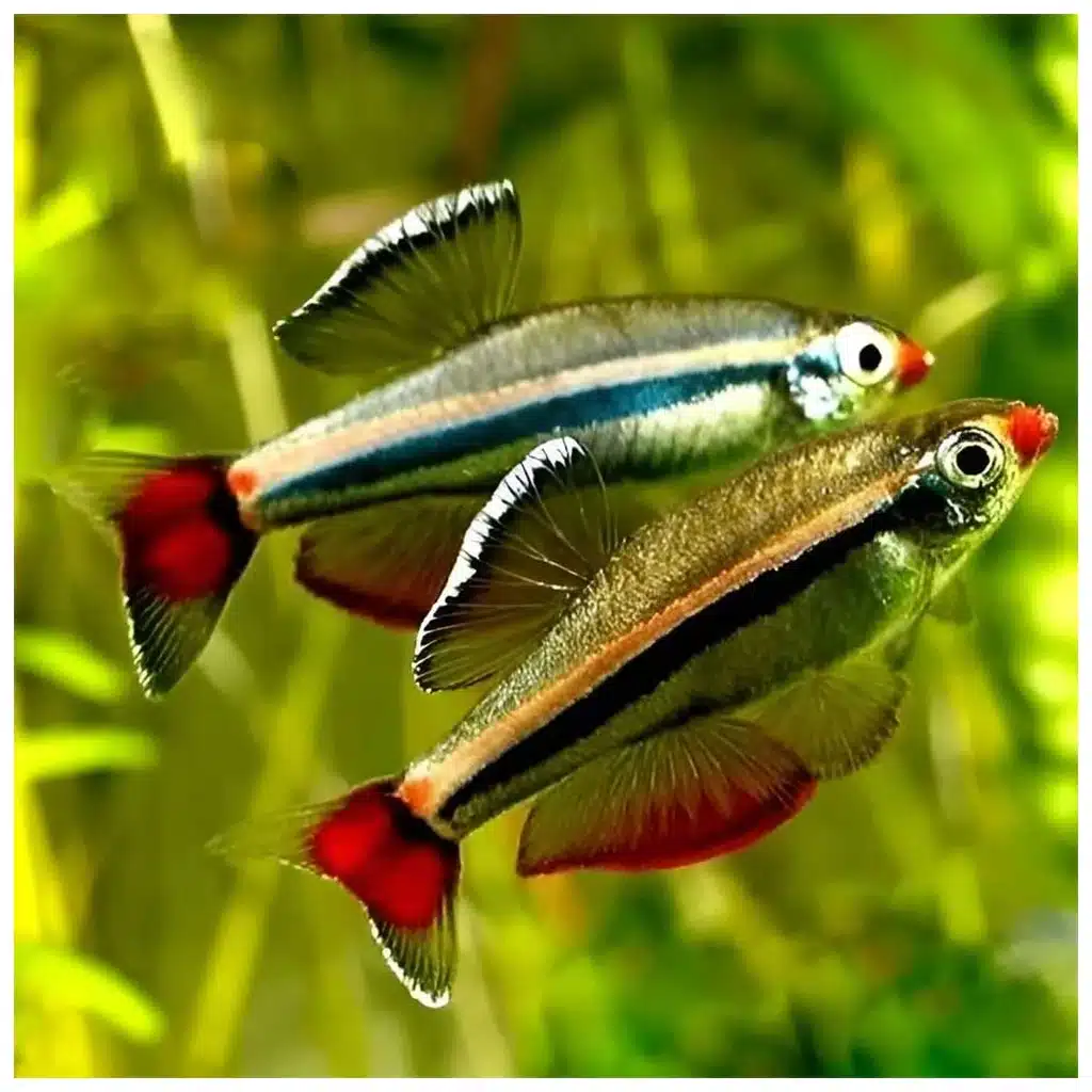 Tanichthys albonubes planinska akvarijumska ribica u akvarijumu